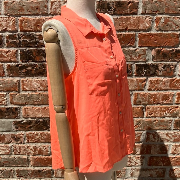 American Eagle Outfitters 🦅 orange sleeveless collared button down top / M /EUC - Picture 14 of 17